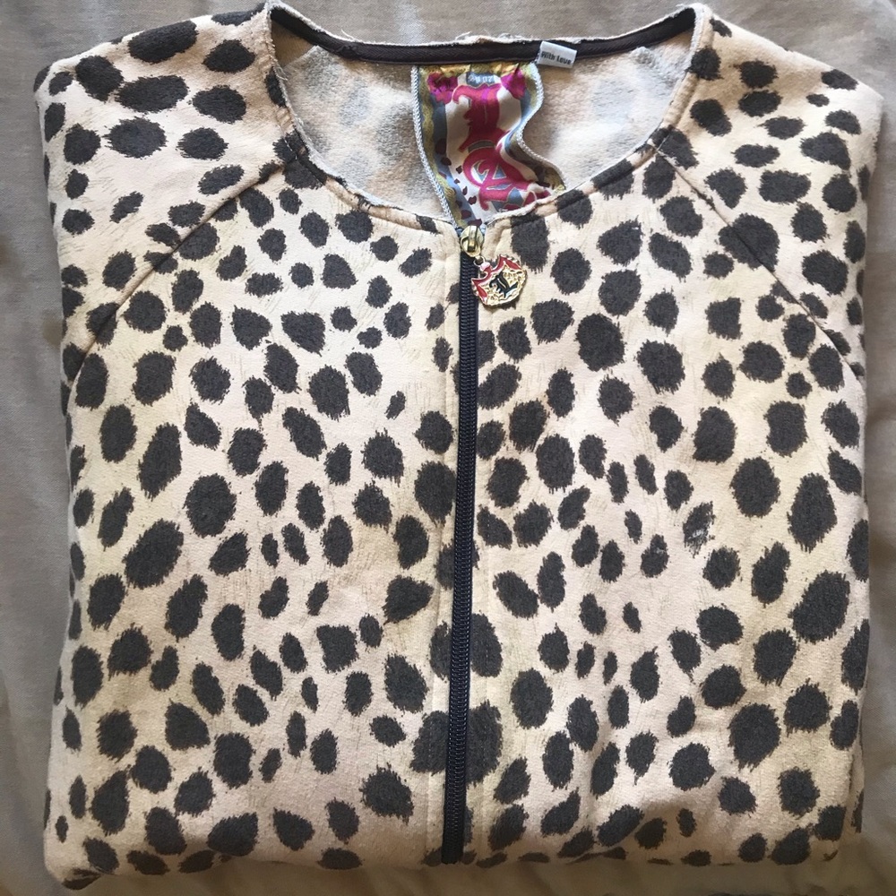 LAMB - animal print scoop neck zip-up